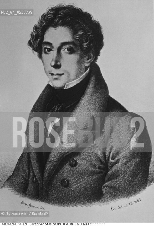 Nome:..PACINI GIOVANNI..Descrizione:..MUSICA CLASSICA COMPOSITORE / STAMPA..Credit:..ARCHIVIO STORICO DEL TEATRO LA FENICE/..Costo:..A..Nazione:..ITALIA..Città:..VENEZIA..Data:..1990....La cessione dei diritti di questa immagine si intende per quanto di nostra competenza. Non comprende invece le eventuali spese  relative a diritti che potranno essere richiesti dagli Enti o persone fisiche cui appartengono eventualmente i soggetti  ripresi. Tali costi, ove necessari, e l’espletamento di qualsivoglia pratica di richiesta di concessione del permesso di pubblicazione sono esclusivamente a carico e a cura del soggetto acquirente di questa immagine.