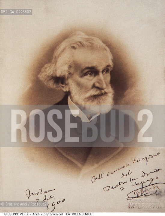 Nome:..VERDI GIUSEPPE..Descrizione:..MUSICA CLASSICA COMPOSITORE / FOTOGRAFIA AUTOGRAFATA NEL 1900 CON DEDICA AL TEATRO LA FENICE..Credit:..ARCHIVIO STORICO DEL TEATRO LA FENICE/..Costo:..A..Nazione:..ITALIA..Città:..VENEZIA..Data:..18?....La cessione dei diritti di questa immagine si intende per quanto di nostra competenza. Non comprende invece le eventuali spese  relative a diritti che potranno essere richiesti dagli Enti o persone fisiche cui appartengono eventualmente i soggetti  ripresi. Tali costi, ove necessari, e l’espletamento di qualsivoglia pratica di richiesta di concessione del permesso di pubblicazione sono esclusivamente a carico e a cura del soggetto acquirente di questa immagine.