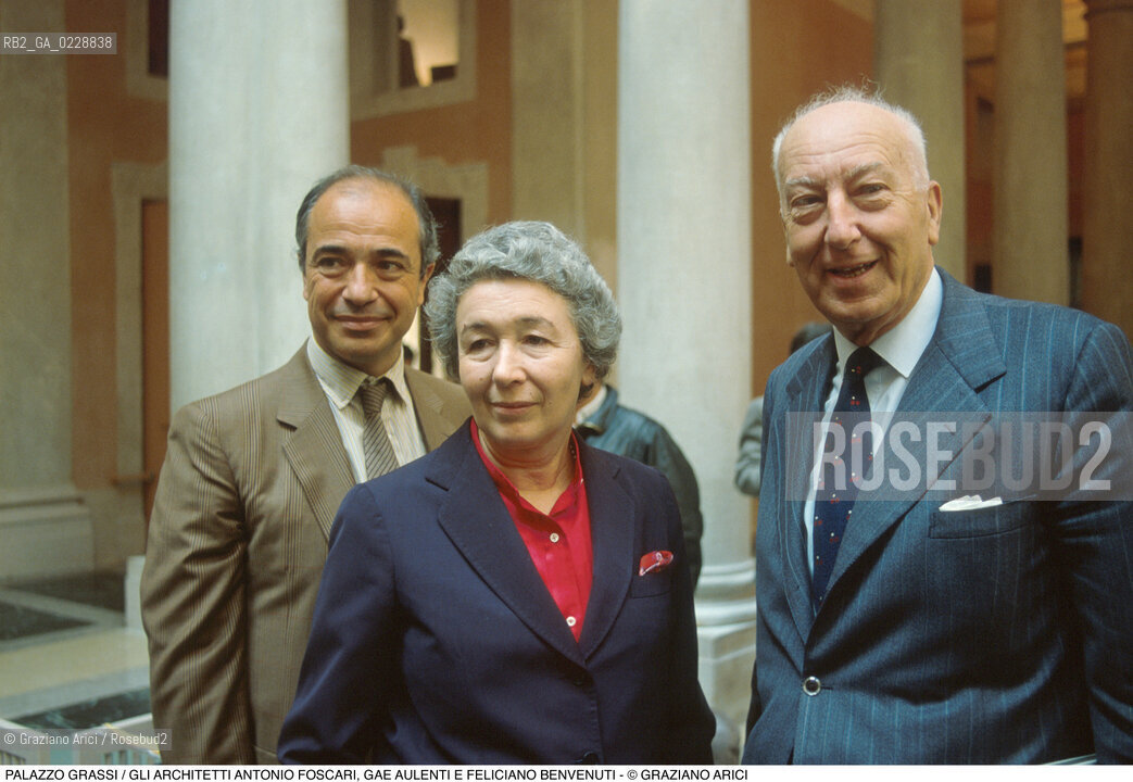 Nome: ..PALAZZO GRASSI..Descrizione: ..GLI ARCHITETTI ANTONIO FOSCARI, GAE AULENTI E FELICIANO BENVENUTI..Credit: ..Graziano Arici/Rosebud2 ...Nazione: ..ITALIA..Città: ....Data: ..1986