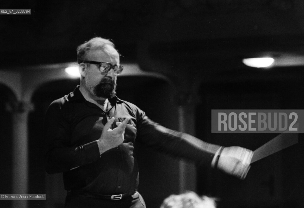 -Venice,1988. Ritratto del direttore dorchestra Krzysztof Penderecki durante un concerto.Musica Classica Direttore Orchestra ritratto San Marco.-Venice,1988. Portrait of the conductor Krzysztof Penderecki during a concert ©Graziano Arici/Rosebud2  astga ©Graziano Arici/Rosebud2