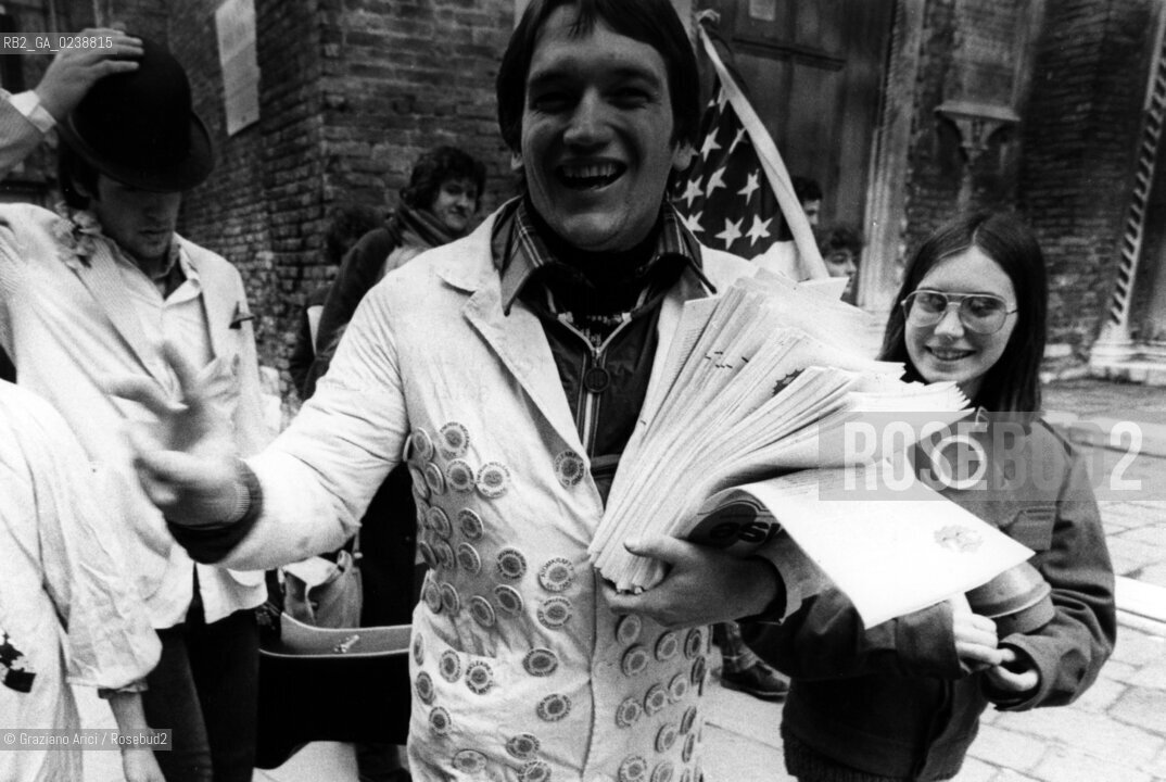 Venezia, 1979.Manifestazione contro il convegno nazionale sulla sicurezza nucleare. Politica manifestazione protesta nucleare.Venice, 1979.Demonstration against the national convention on nuclear safety  ©Graziano Arici/Rosebud2