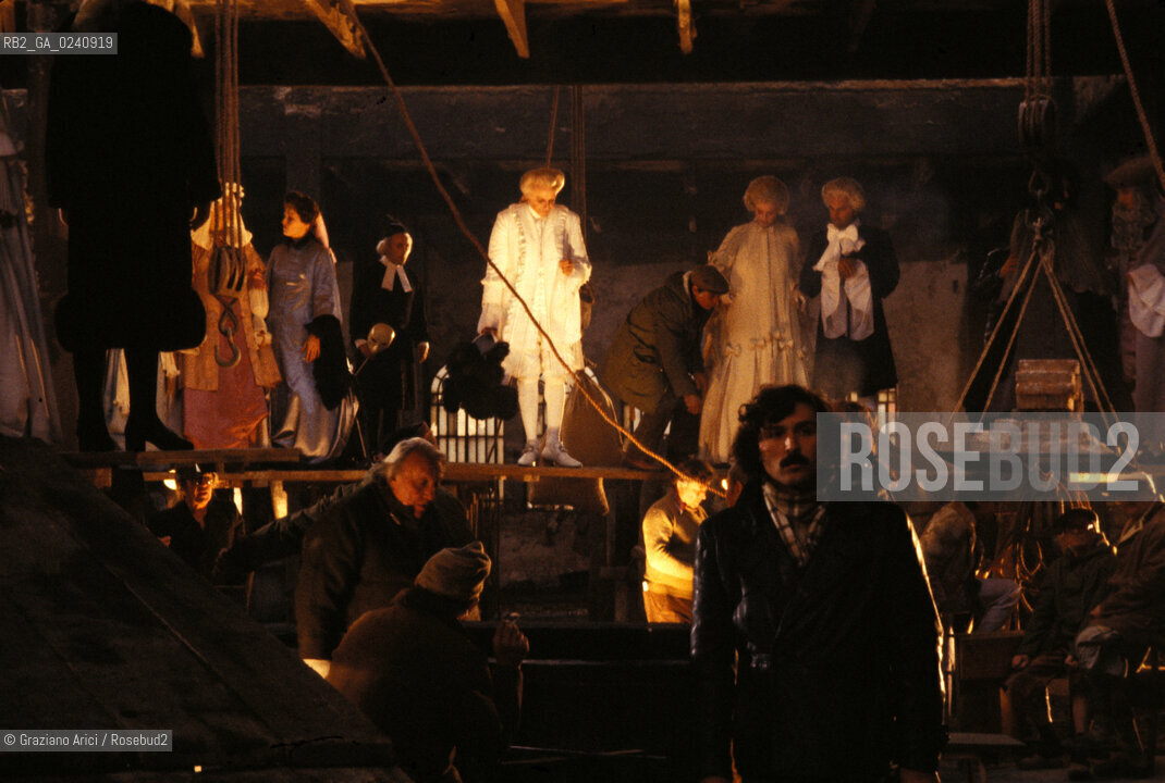 Venezia,1979.Riprese del film Don Giovanni di Joseph Losey.Il cantante lirico Ruggero Raimondi nella parte di Don Giovanni.Cinema film Don Giovanni set backstage..Venice,1979. Backstage of the film Don Giovanni.The opera singer Ruggero Raimondi  ©Graziano Arici/Rosebud2.
