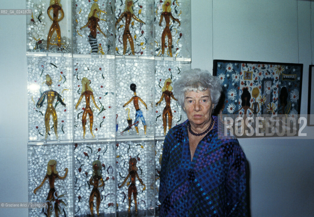 Venezia,1979.Palazzo Venier dei Leoni.Ritratto della collezionista darte Peggy Marguerite Guggenheim nella sua casa - Collezione Peggy Guggenheim.Arte collezionista ritratto casa collezione Museo Ritratto .Venice,1979.Palazzo Venier dei Leoni.Portrait of the art collector Peggy Marguerite Guggenheim at home ©Graziano Arici/Rosebud2  astga ©Graziano Arici/Rosebud2