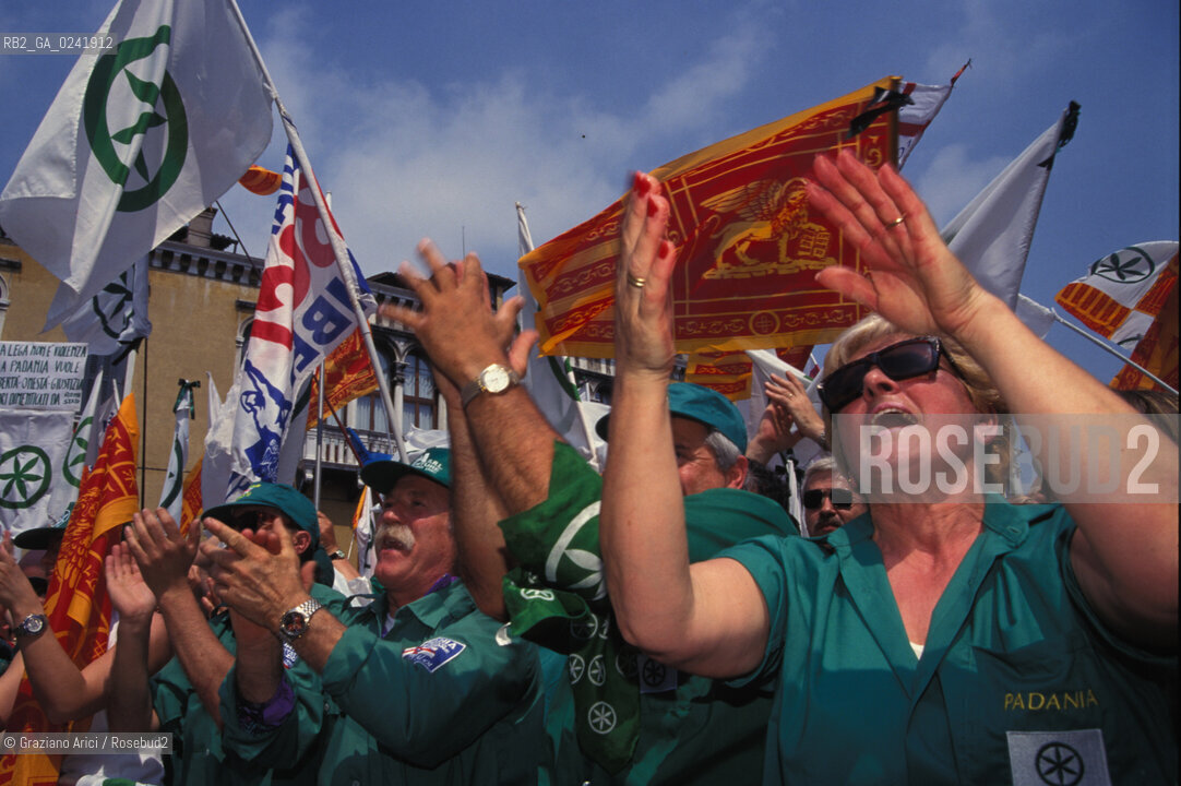 -Venezia,1997.Manifestazione della Lega Nord a Venezia. politica partito nord manifestazione corteo -Venice,1997:Demonstration of Lega Nord Party in Venice ©Graziano Arici/Rosebud2