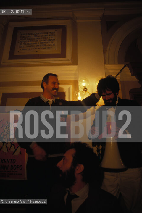 -Trento,1988. Convegno A Trento ventanni dopo. Università degli studi di trento 68-88. Movimento studentesco, 1968, striscione politica -trento,1988. Congress A Trento ventanni dopo. Trento University. student movement ©Graziano Arici/Rosebud2