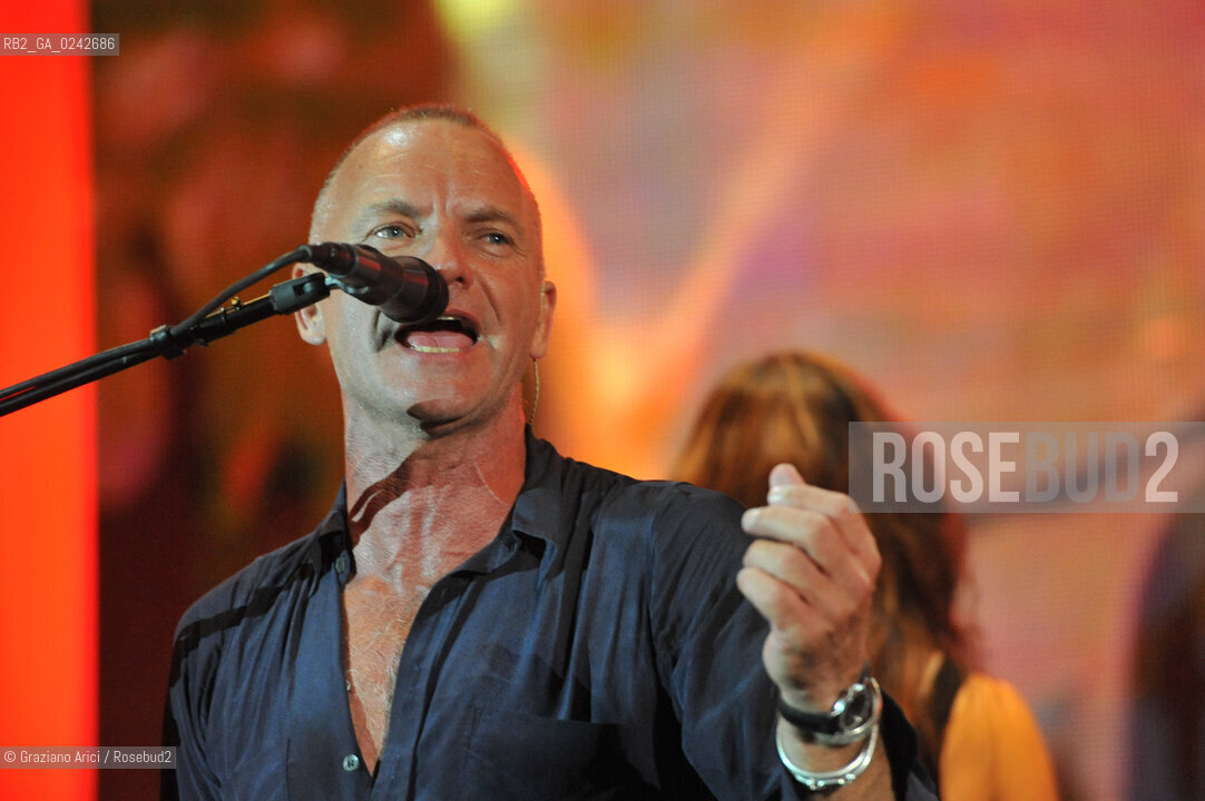 The English musician, singer-songwriter, activist, actor and philanthropist Sting (born Gordon Matthew Thomas Sumner on 2 October 1951), CBE, . Prior to starting his solo career, he was the principal songwriter, lead singer and bassist of the rock band The Police. musica pop rock cantante ©Graziano Arici/Rosebud2