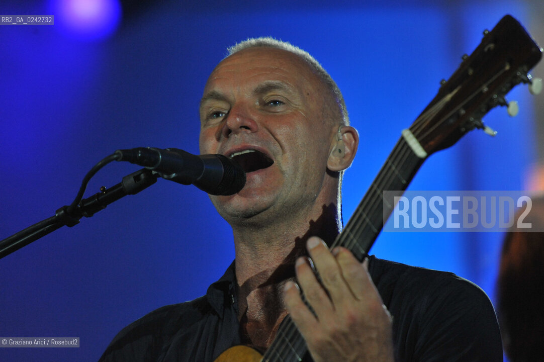 The English musician, singer-songwriter, activist, actor and philanthropist Sting (born Gordon Matthew Thomas Sumner on 2 October 1951), CBE, . Prior to starting his solo career, he was the principal songwriter, lead singer and bassist of the rock band The Police. musica pop rock cantante ©Graziano Arici/Rosebud2