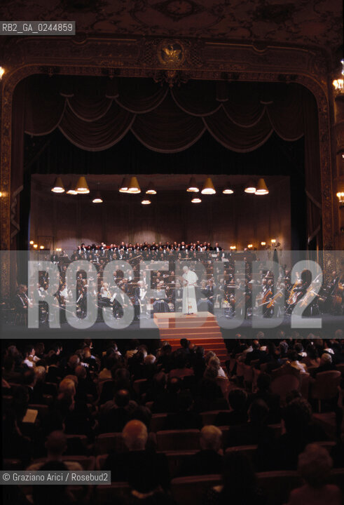 Venezia,17.06.1985.Visita del Ponteficie Papa Giovanni Paolo II, Karol Wojtyła, al Gran Teatro La Fenice.teatro visita Pontefice Papa Karol Wojtyła-Venice, 17.06.1985.The visit of the Pope Giovanni Paolo II, Karol Wojtyła, at the Gran teatro La Fenice ©Graziano Arici/Rosebud2