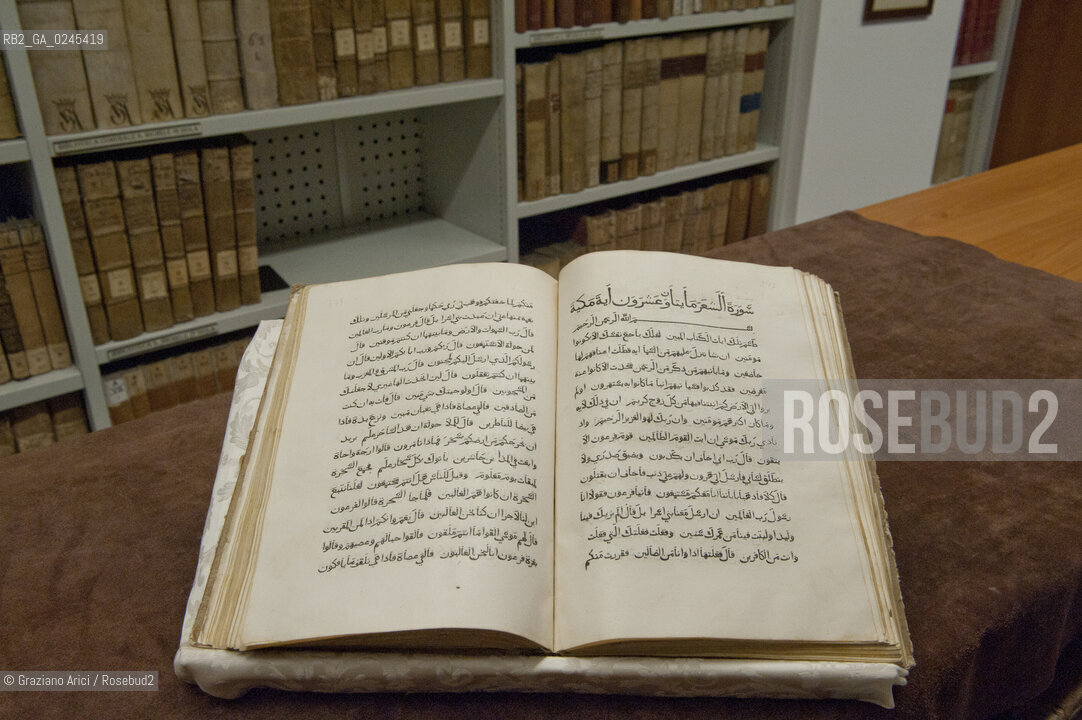 Venice 4/03/12 - S.Francesco della Vigna Monastery Library: The first handprint Koran by the venitian publisher Paganino and Alessandro Paganini (1537/1538) biblioteca convento stampa corano  ©Graziano Arici/Rosebud2