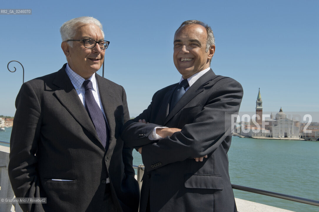 Venice 17/04/2012 - The Venice Biennale President Paolo Baratta with the Venice Film Festival Alberto Barbera Biennale mostra del cinema ©Graziano Arici/Rosebud2