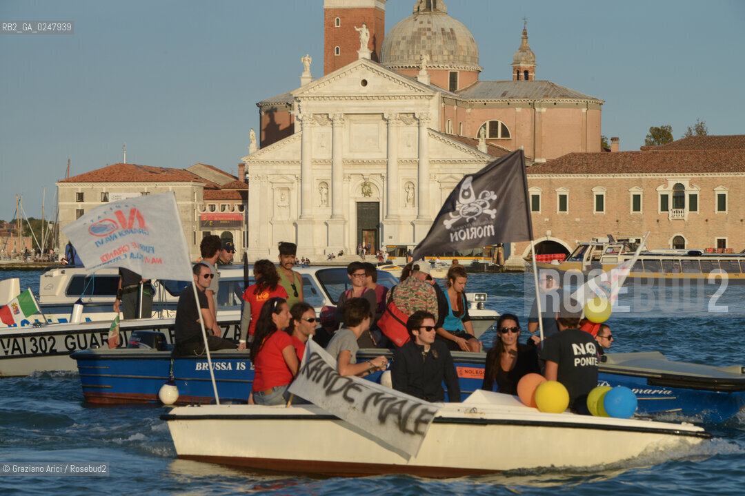 Venice 16/09/12 - A strong demonstration against big cruise ships revealing multiple unsustainable behaviours towards the city of Venice. A growing number of citizens associated in a group called NoGrandiNavi (NoBigShips) and are fighting for a greener and more human Venice. Nave ©Graziano Arici/Rosebud2
