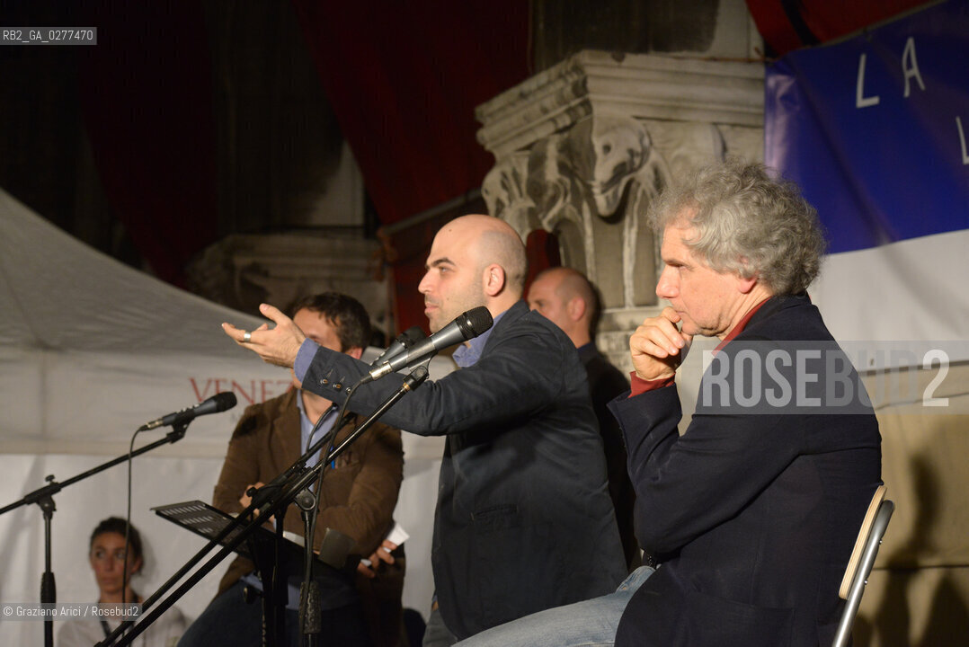 Venice 4 june 2013 writer and journalist Roberto Saviano and Gianfranco Bettin in Venice letteratura giornalista ©Graziano Arici/Rosebud2