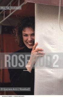 Venezia, 1993. Mostra Internazionale dArte Cinematografica. Lattrice Michelle Forbes. Cinema ritratto attrice spiaggia - Venice, 1993. Venice Film Festival. The actress Michelle Forbes ©Graziano Arici/Rosebud2
