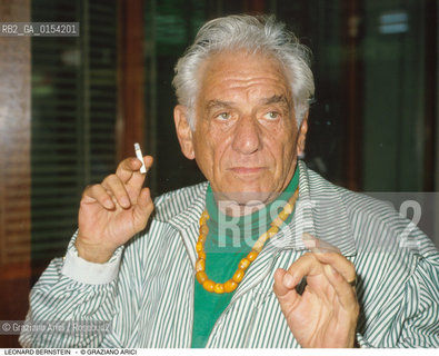 -Venezia,1989.Il direttore dorchestra Leonard Bernstein a Venezia. Musica classica direttore orchestra ritratto .-Venice,1989.Portrait of the conductor Leonard Bernstein ©Graziano Arici/Rosebud2