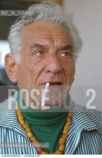 -Venezia,1989.Il direttore dorchestra Leonard Bernstein a Venezia. Musica classica direttore orchestra ritratto .-Venice,1989.Portrait of the conductor Leonard Bernstein ©Graziano Arici/Rosebud2