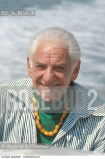 -Venezia,1989.Il direttore dorchestra Leonard Bernstein a Venezia. Musica classica direttore orchestra ritratto .-Venice,1989.Portrait of the conductor Leonard Bernstein ©Graziano Arici/Rosebud2