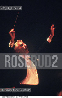 -Venezia,1985.Il direttore dorchestra Leonard Bernstein a Venezia. Musica classica direttore orchestra ritratto .-Venice,1985.Portrait of the conductor Leonard Bernstein ©Graziano Arici/Rosebud2