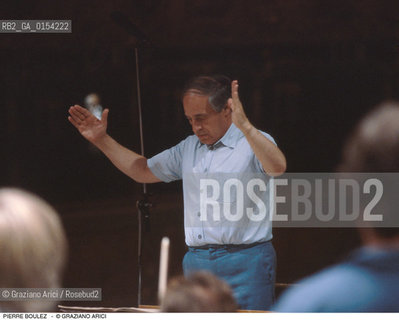 Venezia,1990.Ritratto del direttore dorchestra e compositore contemporaneo Pierre Boulez.Musica classica direttore compositore contemporary orchestra ritratto .Venice,1990.Portrait of the conductor and contemporary composer Pierre Boulez ©Graziano Arici/Rosebud2