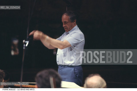 Venezia,1990.Ritratto del direttore dorchestra e compositore contemporaneo Pierre Boulez.Musica classica direttore compositore contemporary orchestra ritratto .Venice,1990.Portrait of the conductor and contemporary composer Pierre Boulez ©Graziano Arici/Rosebud2