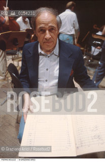 Venezia,1990.Ritratto del direttore dorchestra e compositore contemporaneo Pierre Boulez.Musica classica direttore compositore contemporary orchestra ritratto .Venice,1990.Portrait of the conductor and contemporary composer Pierre Boulez ©Graziano Arici/Rosebud2