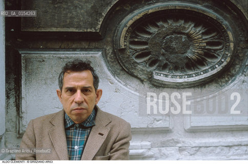 Venezia,1983.Ritratto del compositore contemporaneo Aldo Clementi.Musica contemporanea compositore ritratto .Venice,1983.Portrait of the composer Aldo Clementi ©Graziano Arici/Rosebud2