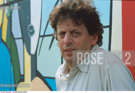 -Jesolo(Venezia),1992. Ritratto del compositore Philip Glass. Musica classica contemporanea minimalismo ritratto compositore.-Jesolo(Venice),1992. Portrait of the contemporary composer Philip Glass ©Graziano Arici/Rosebud2