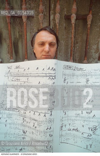 Venezia,1994.Ritratto del compositore contemporaneo Adriano Guarnieri.Musica contemporanea classica compositore ritratto spartito.Venice,1994.Portrait of the composer Adriano Guarnieri ©Graziano Arici/Rosebud2