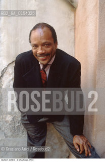 Venezia,1989.Ritratto del produttore discografico, arrangiatore e compositore Quincy Jones.Musica contemporanea produttore compositore ritratto.Venice,1989.Portrait of the composer and producer Quincy Jones ©Graziano Arici/Rosebud2