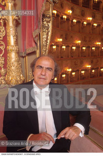 Venezia,1995.Gran teatro La Fenice.Ritratto del direttore dorchestra Isaac Karabtchevsky.Musica classica direttore orchestra ritratto .Venice,1995. Gran teatro La Fenice.Portrait of the conductor Isaac Karabtchevsky ©Graziano Arici/Rosebud2