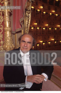 Venezia,1995.Gran teatro La Fenice.Ritratto del direttore dorchestra Isaac Karabtchevsky.Musica classica direttore orchestra ritratto .Venice,1995. Gran teatro La Fenice.Portrait of the conductor Isaac Karabtchevsky ©Graziano Arici/Rosebud2