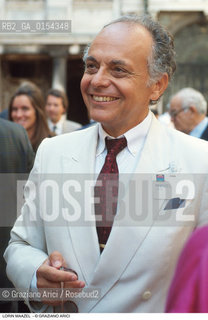 Venezia,1994.Ritratto del conductor e violinista Lorin Maazel. Musica contemporanea conductor ritratto violino violonista.Venice,1994.Portrait of the conductor and violinist Lorin Maazel ©Graziano Arici/Rosebud2