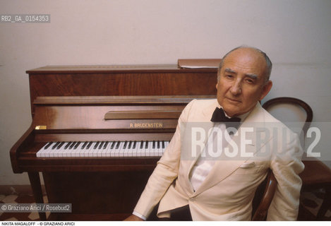 Venezia,1992.Ritratto del pianista Nikita Magaloff.Musica pianista pianoforte ritratto.Venice,1992.Portrait of the pianist Nikita Magaloff ©Graziano Arici/Rosebud2