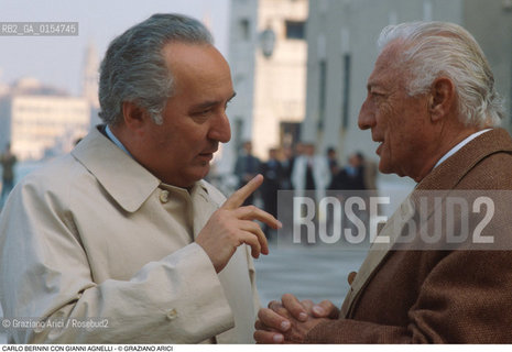 Venezia,1991.Ritratto del politico e imprenditore Carlo Bernini, ex Presidente Regione Veneto con Gianni Agnelli,industriale e Presidente FIAT.Politica politico imprenditore ritratto imprenditore FIAT Agnelli.Venice,1991. Portrait of the politician and businessman Carlo Bernini with Gianni Agnelli, President of FIAT ©Graziano Arici/Rosebud2