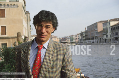Venezia,1993.Il politico leader e fondatore della Lega Nord Umberto Bossi. Politica politico Lega Nord ritratto Canal Grande.Venice,1993.The politician Umberto Bossi, leader of the Lega Nord Party ©Graziano Arici/Rosebud2