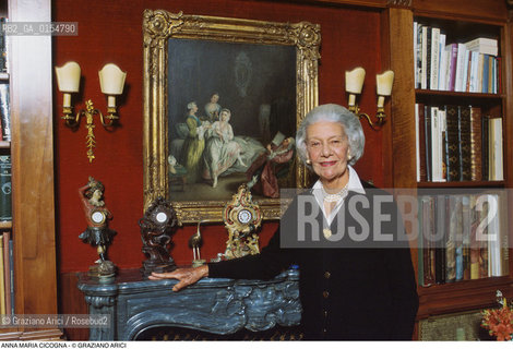 Venezia,1996.Ritratto della contessa AnnaMaria Cicogna in casa sua, ambientalista per la salvaguardia di Venezia. Ambiente Venezia salvaguardia contessa ritratto casa.Venice,1996. Portrait of the countess AnnaMaria Cicogna, enviromentalist and safeguard of Venice, at home ©Graziano Arici/Rosebud2