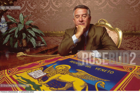 Venezia,1990.Ritratto del politico Franco Cremonese, Presidente Regione Veneto Politica politico ritratto.Venice,1990. Portrait of the politician  Franco Cremonese, President of Veneto Region ©Graziano Arici/Rosebud2