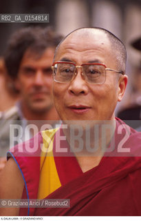 -Venezia,1996. Visita del Dalai Lama Tenzin Gyatso a Venezia. Politica religione buddismo capo spirituale leader Tibet ritratto visita.-Venice,1996. Official visit of the Dalai Lama,Tenzin Gyatso,in Venice .©Graziano Arici/Rosebud2