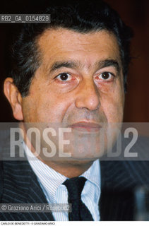 Venezia,1990.Ritratto di Carlo De Benedetti,imprenditore ed editore. Economia Olivetti industria imprenditore editore.Venice,1990. Portrait of the Carlo De Benedetti, businessman and publisher ©Graziano Arici/Rosebud2