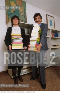 Venezia,1993.Ritratto di Cesare De Michelis,critico letterario ed editore,con la moglie Manuela.Editoria libro Letteratura editore critico ritratto.Venice,1993. Portrait of the Cesare De Michelis,literary critic and publisher,with his wife Manuela ©Graziano Arici/Rosebud2