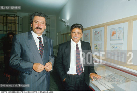 Venezia,1988.Ritratto del politico vicesindaco di Venezia Cesare De Piccoli con Achille Occhetto. Politica politico ritratto vicesindaco partito comunista.Venice,1988.Portrait of the politician Cesare De Piccoli, deputy mayor of Venice, with Achille Occhetto ©Graziano Arici/Rosebud2