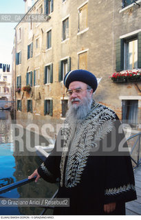 Venezia,1997.Ritratto del rabbino capo safardita di Gerusalemme Eliyahu Bakshi-Doron. Religione rabbino safardita ritratto Ghetto ebraico.Venice,1997.Portrait of the Eliyahu Bakshi-Doron, sephardic rabbi of Jerusalem- Jewish religion  ©Graziano Arici/Rosebud2