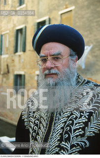 Venezia,1997.Ritratto del rabbino capo safardita di Gerusalemme Eliyahu Bakshi-Doron. Religione rabbino safardita ritratto Ghetto ebraico.Venice,1997.Portrait of the Eliyahu Bakshi-Doron, sephardic rabbi of Jerusalem- Jewish religion  ©Graziano Arici/Rosebud2