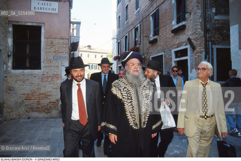 Venezia,1997.Ritratto del rabbino capo safardita di Gerusalemme Eliyahu Bakshi-Doron. Religione rabbino safardita ritratto Ghetto ebraico.Venice,1997.Portrait of the Eliyahu Bakshi-Doron, sephardic rabbi of Jerusalem- Jewish religion  ©Graziano Arici/Rosebud2