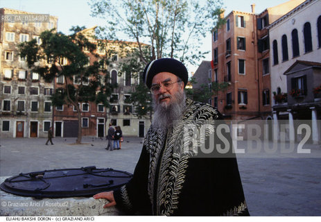 Venezia,1997.Ritratto del rabbino capo safardita di Gerusalemme Eliyahu Bakshi-Doron. Religione rabbino safardita ritratto Ghetto ebraico.Venice,1997.Portrait of the Eliyahu Bakshi-Doron, sephardic rabbi of Jerusalem- Jewish religion  ©Graziano Arici/Rosebud2
