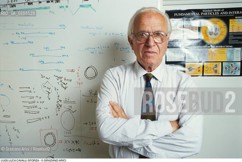 Trieste,1994.Luigi Luca Cavalli-Sforza, genetista e scienziato,professore emerito allUniversità di Stanford,antropologo e accademico dei Lincei.Scienza Genetica antropologia ritratto scienziatom -Trieste,1994.Portrait of Luigi Luca Cavalli-Sforza, population geneticist and professor at Stanford University ©Graziano Arici/Rosebud2