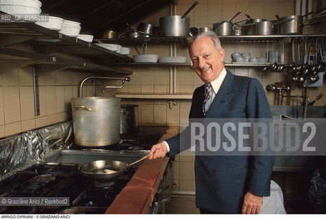 Venezia,1996.Ritratto di Arrigo Cipriani, ristoratore e proprietario dellHarrys Bar allinterno del suo ristorante. Venezia Harrys bar storico bar ristoratore ristorazione ritratto -Venice,1996.Portrait of restaurateur Arrigo Cipriani, owner of Harrys Bar,in his restaurant  ©Graziano Arici/Rosebud2