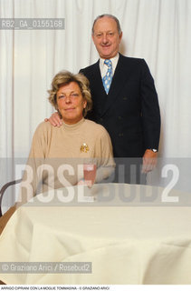 Venezia,1996.Ritratto di Arrigo Cipriani, ristoratore e proprietario dellHarrys Bar con sua moglie Tommasina. Venezia Harrys bar storico bar ristoratore ristorazione ritratto -Venice,1996.Portrait of restaurateur Arrigo Cipriani, owner of Harrys Bar,with his wife Tommasina ©Graziano Arici/Rosebud2