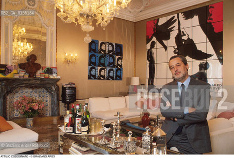 Venezia,1996.Ritratto di Attilio Codognato, collezionista e critico darte in casa sua. Arte critico art.Venice,1996.Portrait of the critic and art collector Attilio Codognato at home ©Graziano Arici/Rosebud2