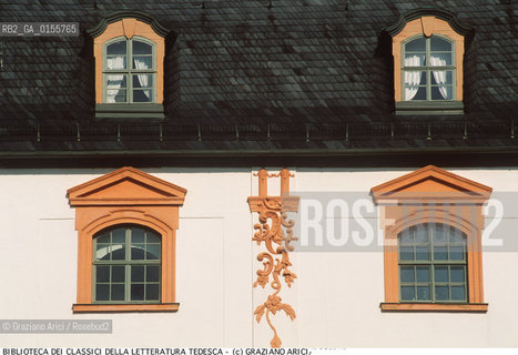 Weimar (Germania)1994.Biblioteca del classici della Letteratura tedesca (Zentralbibliothek der deutschen classic). Biblioteca cultura letteratura Goethe Schiller libro finestra window-Weimar (Germany)1994.Facade of the central librar of german classical literature ©Graziano Arici/Rosebud2