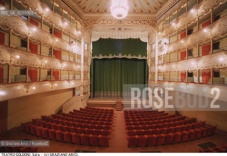 -Venezia,1997.Teatro Goldoni a Venezia:interno Auditorium. Teatro architettura interno Goldoni –Venice,1997. Interior of the Goldoni Theatre ©Graziano Arici/Rosebud2